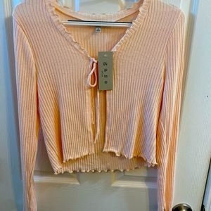Pink babydoll crop top sweater women size medium